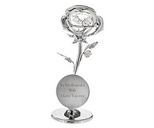 Silver Plated ROSE Ornament TO MY BEAUTIFUL WIFE I Love You Birthday Valentines Day Gift Romantic Presents for Wife on Our 25th Wedding Anniversary