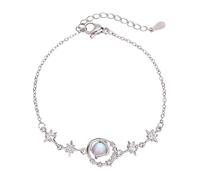 Silver Plated Star Planet Charm Bracelet For Women Wedding Elegant Jewelry Earring Studs Small (Gold, One Size)