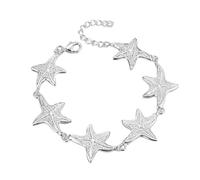 Silver Plated Starfish Bracelet for Women - Ocean-Inspired Beach Jewelry with Adjustable Chain, Nautical Star Bracelet Gift