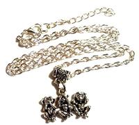 Silver Plated The Three Wise Monkeys Necklace, Oriental Apes Necklace, See No Evil, Hear No Evil, Speak No Evil Gorilla Necklace