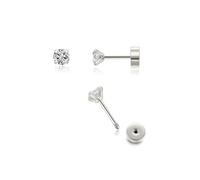 Silver Plated Tragus Helix Piercing Jewelry, Cartilage Earrings for Women Men,Tiny CZ Screw on Flat Back Small Diamond Stud Earrings