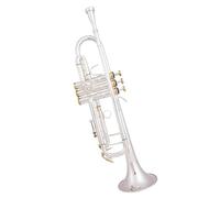Silver Plated Trumpet Small Brass Musical Instrument Trompeta Bb Small Trumpet Yellow Brass(Color:Silver)