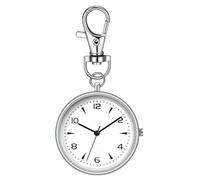 Silver Pocket Watch - Men's Pocket & Fob Watches | Pocket Clock and Chain | Round Key Chain Clip Watch | Unisex Portable Quiet Clock for Home Workplace School Women Travel Outdoor Backpack Men