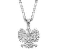 Silver Poland Eagle Pendant Necklace Stainless Steel with 60cm Figaro Chain Polish Symbol Identity