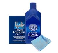 Silver Polish Cloth and Long Term Silver Polish Cleaner 125ml kit for Cleaning Silver Jewelry, Gold, Dinnerware, Silverware, Antiques to Maintain their Shine, Protect & Clean
