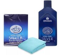 Silver Polish Cloth and Long Term Silver Polish Cleaner 125ml kit For Tarnish Remover, Jewellery Protector, High Shine