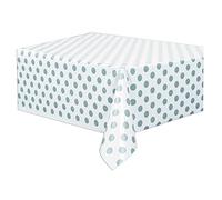 Silver Polka Dots Rectangular Plastic Table Cover (137cm x 274cm) 1 Piece - Ideal for Parties and Events