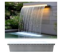 Silver Pool Waterfall Fountain Kit - 61.4" Overflow Connector & Spillways for Courtyard, Deck, Park, Pond - Enhance Your Outdoor Oasis!