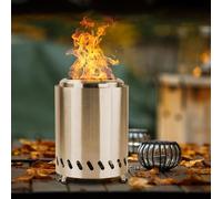 (Silver) Portable Tabletop Fire Pit with Ash Grate