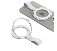 Silver Premium Silicone Phone Ring Holder Ultra-Thin 360° Rotation Magnetic Kickstand iPhone 11-17 Pro Max Samsung Galaxy S24 Anti-Drop Grip Adjustable Finger Loop Wireless Charging Compatible