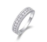 Silver Promise Ring, Bridal Sets Wedding Rings Elegant Ring with Luxury Round 0.72ct Moissanite Platinum Size J 1/2