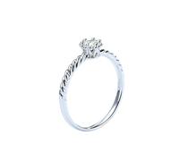 Silver Promise Ring, Gothic Wedding Ring with 0.1Ct Diamond Pt950 Size T 1/2 Gifts for Woman Unique