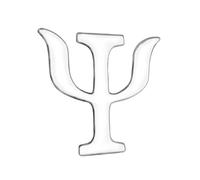Silver Psychology Symbol Lapel Pin - 3x3cm Greek Psi Letter Badge | Professional Psychologist Emblem Brooch | Mental Health Awareness Pin for Jacket, Lanyard, or Bag