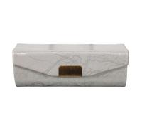 Silver PU Lipstick Case with Built-in Mirror for Women Travel
