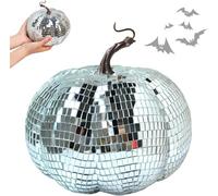 Silver Pumpkin Fall Decor, Glitter Mirror Pumpkins for Decorating, Foam Pumpkin Fall Farmhouse Ornament, Mini Artificial Disco Pumpkins for Halloween Thanksgiving Table Party Decorations (3.93in)