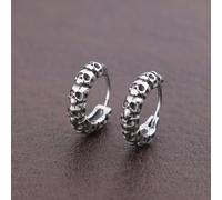 (silver) Punk Hip Hop Skull Hoop Earrings For Women Stainless Steel Trendy Charm Skeleton Hoop Earring Gothic Male Pop Jewelry