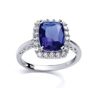 Silver Purple Emerald CZ Halo Solitaire Engagement Ring - GVR667 Jewelco London White Q