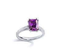 Silver Purple Radiant Cut CZ Majestic Solitaire Dress Ring - GVR860 Jewelco London White N