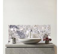 Warren Reed - Designer Premium Silver Quartz Effect Glass Bathroom Splashback 6mm Toughened Glass - Water-Resistant Wall Protector for Basins & Sinks, Polished Edges