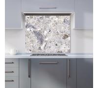 Warren Reed - Designer Premium Silver Quartz Effect Kitchen Splashback 6mm Toughened Glass Kitchen Splashback - Heat Resistant Splashback for Kitchens, Perfect for Cookers and Hobs, Polished Edges