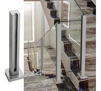 Silver Railing Fence Pole for 10-12mm Thick Tempered Glass Baluster, Middle/Corner/End Post, 115cm (45.2 inch) - Ideal for Deck Stairs & Garden