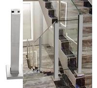 Silver Railing Fence Pole for 10-12mm Thick Tempered Glass Baluster, Middle/Corner/End Post, 115cm (45.2 inch) - Ideal for Deck Stairs & Garden