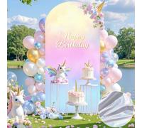 Silver Rainbow Metal Arch Backdrop Covers 7.2ft Glitter Sequin Stretchy Arch Backdrop Cover Sparkly Wedding Party Spandex Arch Covers for Baby Shower Birthday Party Photoshoot Bridal Shower