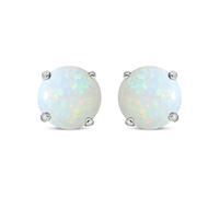 Silver Rainbow Opal 5mm Solitaire Stud Earrings 1.00ct - RD5OPAL Jewelco London White One Size