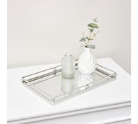 Silver Rectangle Mirrored Display Tray