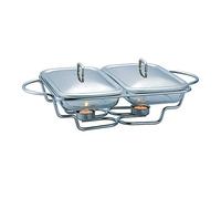 Silver Rectangle Stainless Steel Hot Plate Food Warmer Tray Candle Buffet Adjustable Server Dish (Food Warmer 2x1.5)