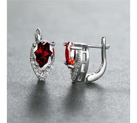 (silver,red) 2022 New Geometric Teardrop Cut Green Stone Earrings Temperament Long Drop Trendy Female Earrings