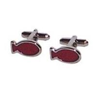 Silver & Red Fish Shaped Cufflinks