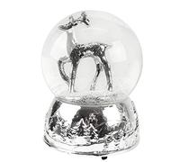 Silver Reindeer Christmas Musical Glitter Snow Globe We wish you a merry christmas by gisela graha