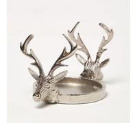 Silver Reindeer Double Stag Candle Holder
