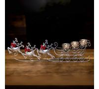Silver Reindeer & Sleigh Tealight Candle Holder