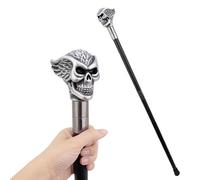 Silver Resin Skull Feathers Walking Cane, Luxury Men Womens Walking Cane, Removable Anti Slip Cospaly Vintage Party 93cm