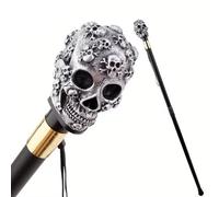 Silver Resin Skull Walking Cane, Luxury Men Womens Walking Stick, Removable Anti Slip Scepter, Cospaly Vintage Party 93cm