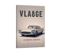 Silver Retro Car Bold Text Poster Poster Wall Art Canvas Aesthetic Cover Painting for Living Room Bed Room 20x30inch(50x75cm) Frame-style