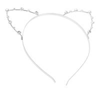 Silver Rhinestone Cat Ears Headband for Women Costume Parties