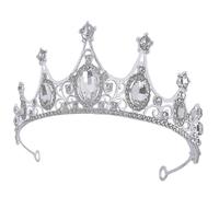 Silver Rhinestone Crown Headband for Bride and Bridesmaids | Vintage Antique Style, Zinc Alloy and Acrylic Build, Comfortable Wear for Bridal Hair, Updo, Prom Night