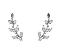 Silver Rhinestone Earrings Olive Leaves Stud Earrings With Shinny Zircon Fine Jewelry Geometric Earrings For Women Earring Jewelry for Women Uk (Silver, One Size)