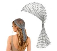 Silver Rhinestone Mesh Hairpiece, Sparkly Hair Accessory for Weddings | Fine mesh with rhinestones that catch the light. Sits between a hat and a clip. Reads well in photographs.