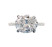 Silver Rhinestone Ring Platinum Claws Oval Diamond Moissanite Ring Engagement Wedding Band Rings for Women Rings Geometry Rings Size 6 10 Sincerely One Daughter Ring (Silver, 7)