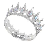 Silver Rhinestone round Crown Headpiece for Women Brides