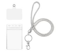 Silver Rhinestone Sparkly Lanyard for Women, Crystal Lanyards for Neck, Badge Personalised Lanyard with Card Holder for ID Card Holder Keys