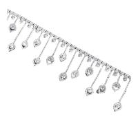 Silver Rhinestone Tassel Chain 8-Hole Hand Sewing Trim for Gown and | 8-hole design with dangling tassel drops for easy hand sewing; approx 90cm per yard of sparkling silver rhinestone trim