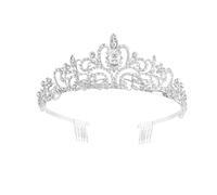 Silver Rhinestone Tiara Crown Crystal Crown Rhinestone with Comb Wedding Bridal Rhinestone Crown, Suitable for Girl Birthday Carnival Party Holiday Celebration
