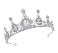 Silver Rhinestone Wedding Tiara Crown for Women Bridal Hair | Vintage Antique Statement Piece, Zinc Alloy and Acrylic Details, for Theatre Costume and Engagement Party