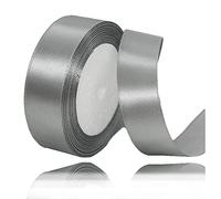 Silver Ribbon 20mm, 23 Meters Grey Satin Fabric Ribbons for Gift Wrapping, Crafting, Bows Making, Florist Bouquets, DIY Sewing Projects, Birthday, Baby Shower and Wedding Party Cake Decorations