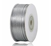 Silver Ribbon 3mm, 91M Double Faced Grey Satin Ribbons for Gift Wrapping, Gift Ribbon for Crafting, DIY Sewing Projects, Floral Bouquet, Hair Bows, Birthday, Baby Shower and Wedding Cake Decoration
